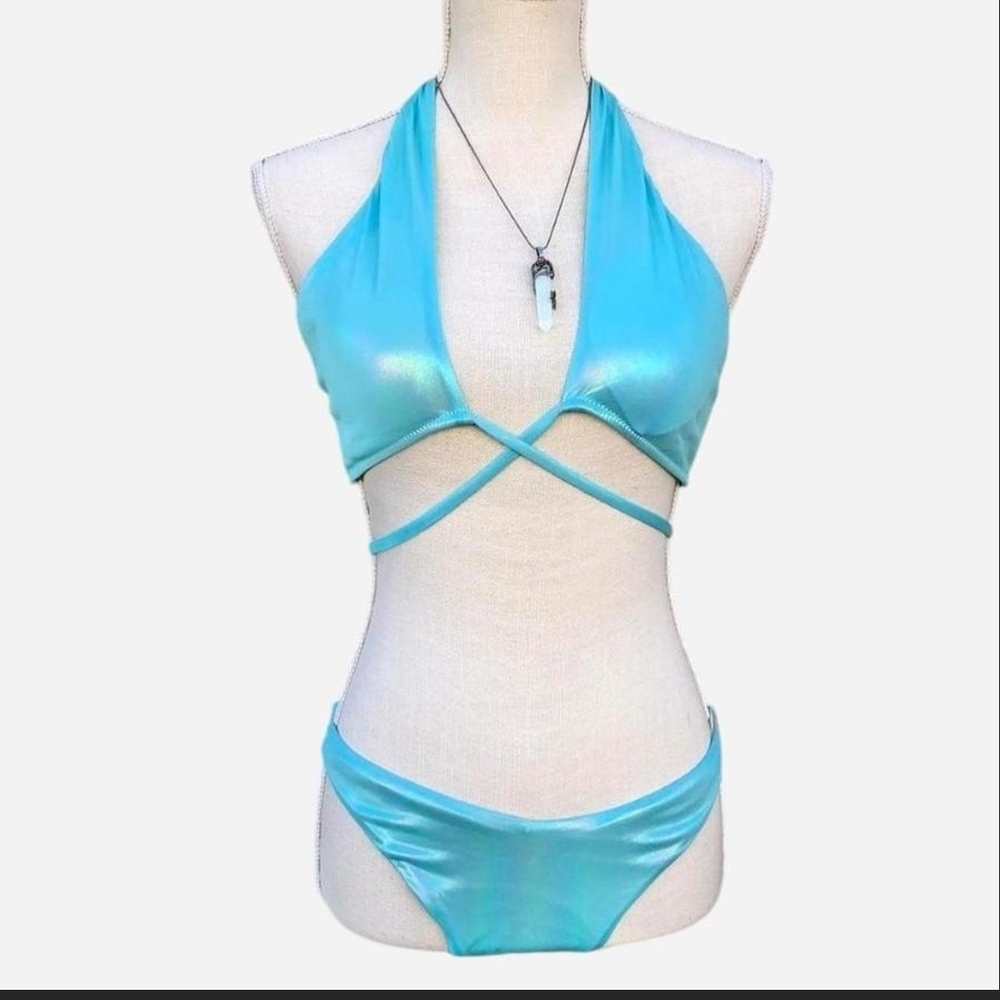 Aqua Halter Bikini Set